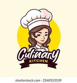 Chef Mascot Logo Cartoon Vector Illustration for Restaurant or Bakery Shop