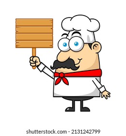 Chef Mascot Logo Character Holding Board
