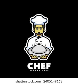 Chef mascot logo design illustration 