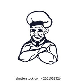 Chef mascot logo design template illustration