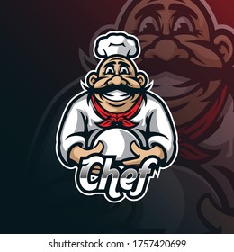 chef mascot logo design vector with modern illustration concept style for badge, emblem and tshirt printing. smart chef illustration.