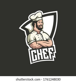 Chef mascot logo design vector with modern illustration concept style for badge, emblem and t shirt printing 