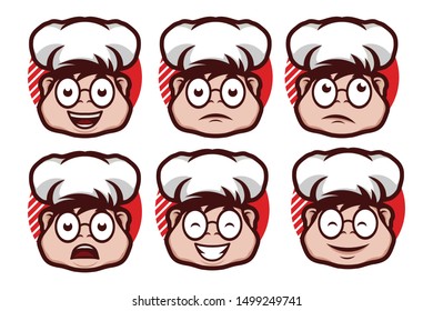 Chef mascot logo head expressions