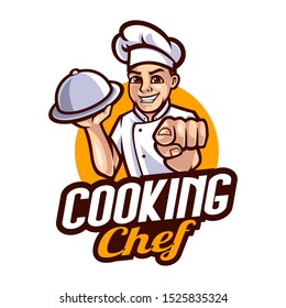 Chef mascot logo template illustration