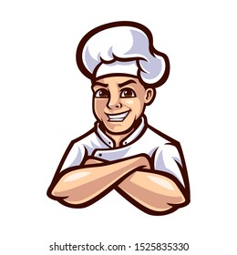 Chef mascot logo template illustration
