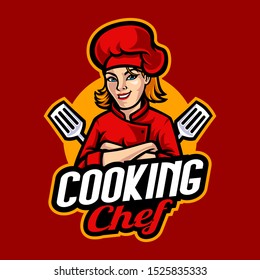 Chef mascot logo template illustration