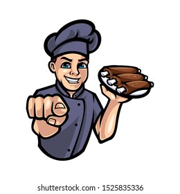 Chef mascot logo template illustration