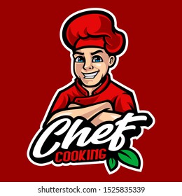 Chef mascot logo template illustration