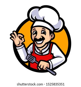 Chef Mascot Logo Template Illustration Stock Vector (Royalty Free ...