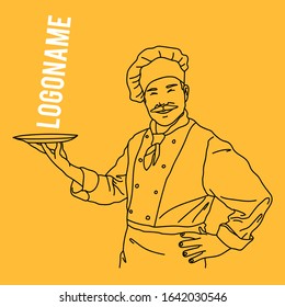 Chef mascot logo template illustration