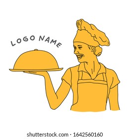 Chef mascot logo template illustration