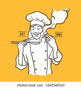 Chef mascot logo template illustration
