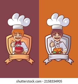 Chef mascot logo vector illustration