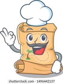 Chef mascot treasure map in character bag