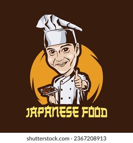 Chef Mascot Vector Illustration , cute, icon, background for poster design on black background eps10