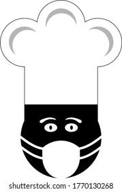 chef with mask and hat, vector 