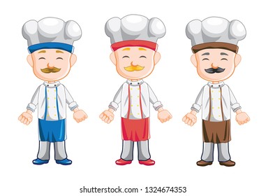 Chef Master Characters with Masterchef Apron and Mustache