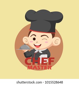 chef master kids cooking logo illustration