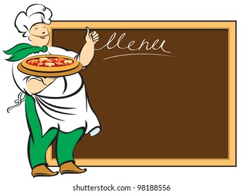 chef with menu board for