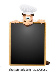 chef and menu chalkboard background. vector illustration