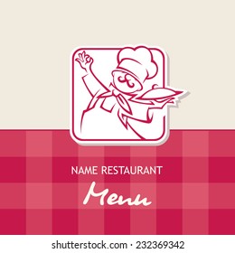 chef menu design on a red background