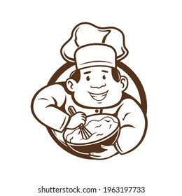 el chef mezcla el logotipo de la masa. ilustración vectorial