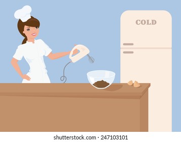 Chef mixing some cake batter.