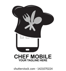 Chef Mobile Logo Template Design. chef chat logo design. chef app logo design. vector illustration.
