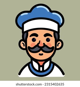 Chef, Modern Line Icon, Vector Line Art, Cute Young Character Avatar, Icon Design, Chef line icon, Symbol, logo illustration