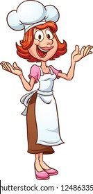 Chef mamá. Ilustración de imágenes prediseñadas vectoriales con gradientes simples. Todo en una sola capa.
