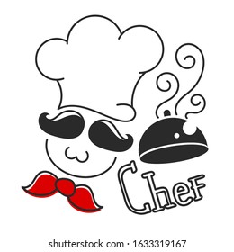 Chef Monochrome Logo For Cafes, Restaurants, Vector Illustration