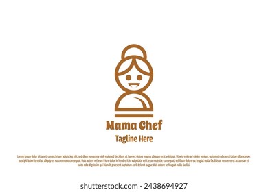 Icono del logo de la madre chef. Línea silueta de la madre madre madre mujer comida cocinar café café restaurante de comida rápida. Ilustración de la madre símbolo diseño menú deliciosa receta dieta cocina abstracta comer restaurante.