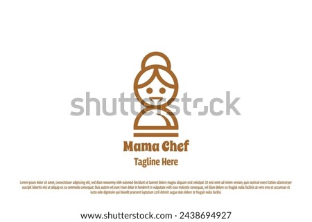 Chef mother logo icon. Line silhouette of mother mom woman food cook kitchen cafe fast food restaurant. Illustration of mother symbol design menu delicious recipe diet abstract cuisine eat eatery.