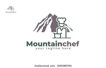Chef mountain logo design. vector