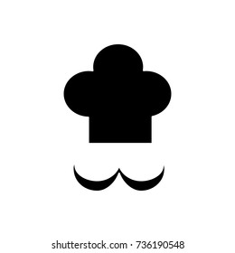 chef moustache icon, vector illustration, black sign on isolated background