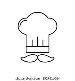 Chef with moustache (mustache) and toque line art vector icon. Modern, simple flat vector illustration for web site or mobile app