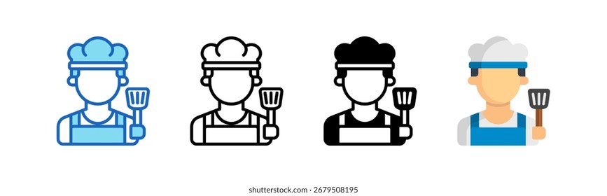 Chef Multiple Style Icon Set Collection..