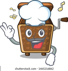Chef music box isolated with the cartoon