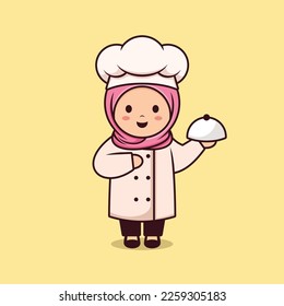 Chef muslim woman in hijab vector