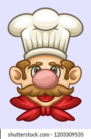 Chef with Mustache Cartoon Mascot Vector Object Illustration