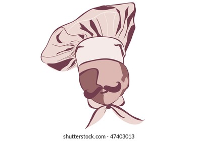 Chef with mustache and hat.No transparency/effects used
