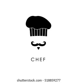 Chef with mustache and hat. Vector illustration.
