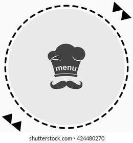 Chef with mustache icon Flat Design. Isolated Illustration.