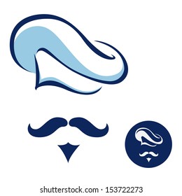 Chef with mustache icon or symbol, in simple line art vector