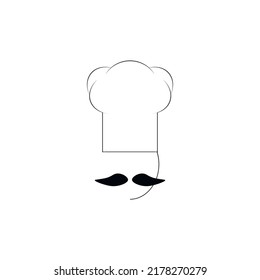 Chef with mustache icon vector. Simple logo for kitchen, restaurant, cafe, menu and professional clothing.