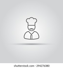Chef with mustache isolated simple vector line icon 