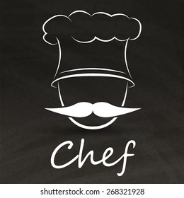 chef with mustache logo for restaurant in graphic design