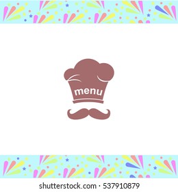 Chef with mustache vector icon on white background. Isolated illustration. Business picture.