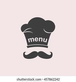 Chef with mustache web icon. Isolated illustration