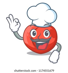 Chef nectarines cartoon with green leaves character